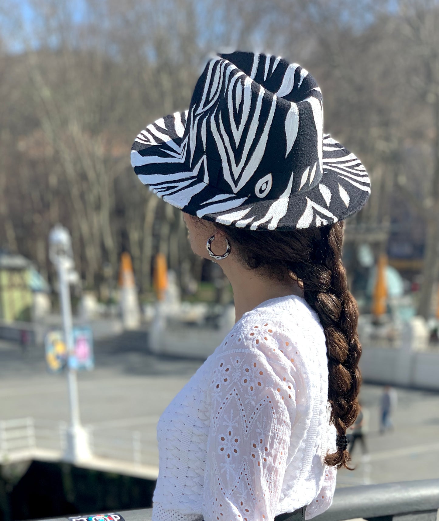 Zebra fedora hat
