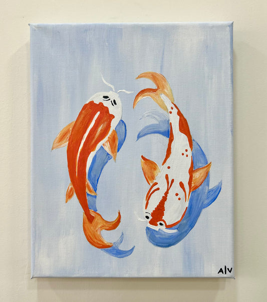 Acrylic painting - “Koi fishes”