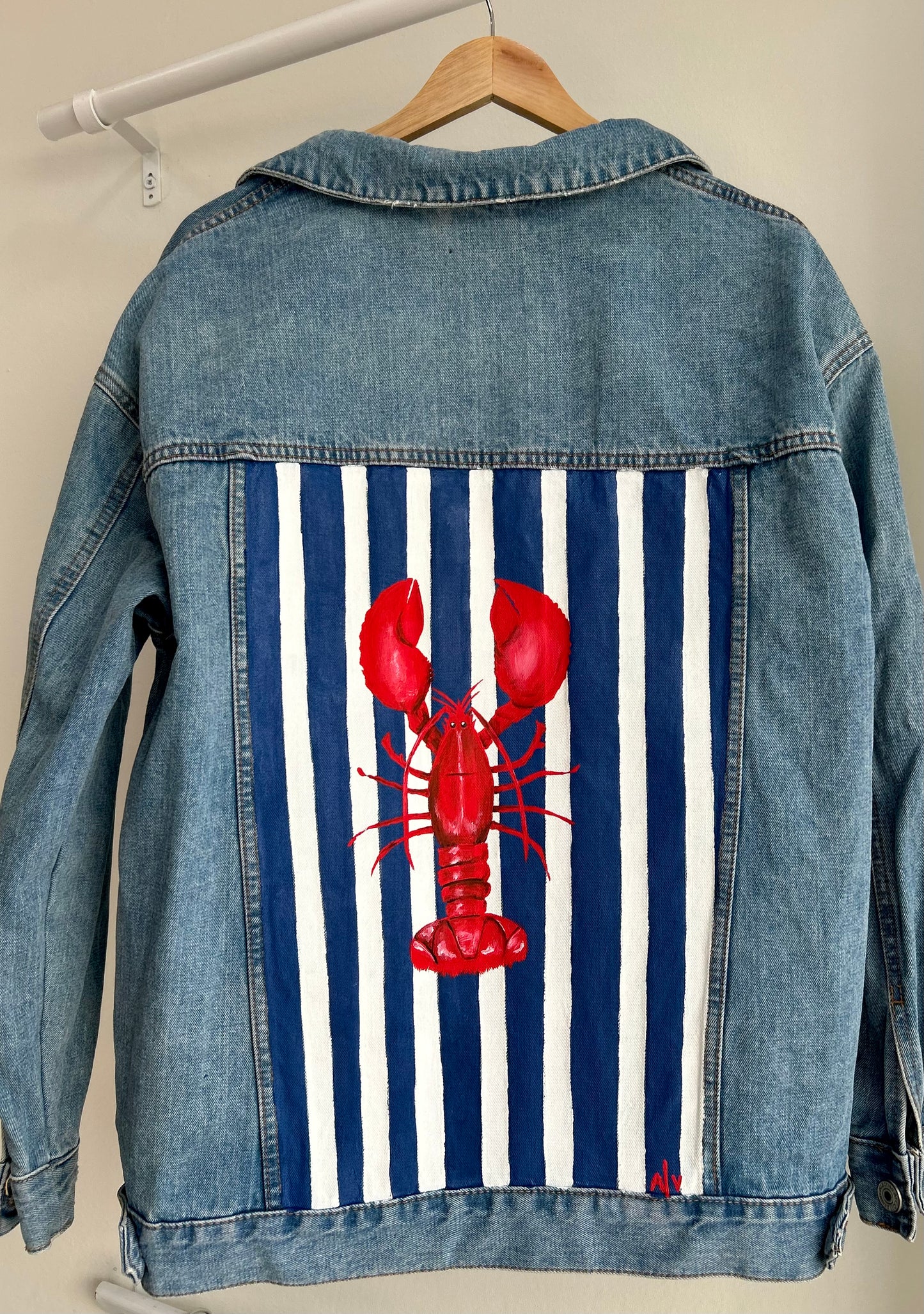 Handpainted jean jacket - Lobster