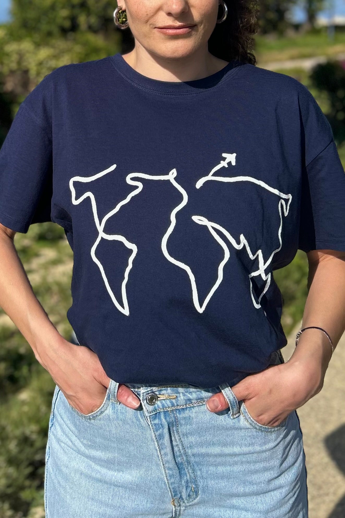 BLUE UNISEX T-SHIRT - WORLD MAP