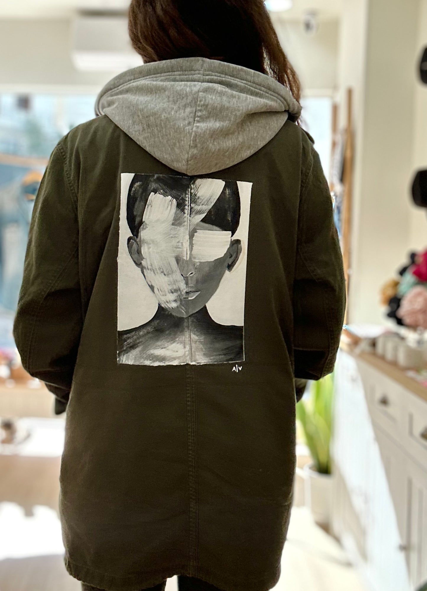 Handpainted unisex jacket - face