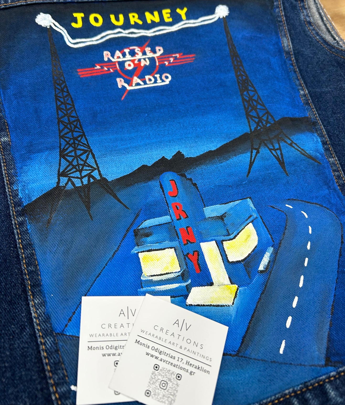 Handpainted jean vest - “Journey”