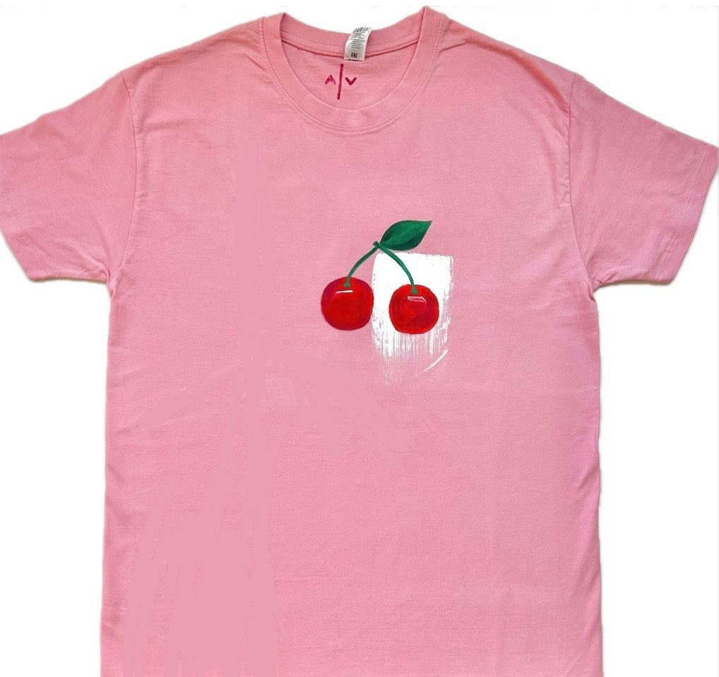 PINK T-SHIRT - CHERRIES