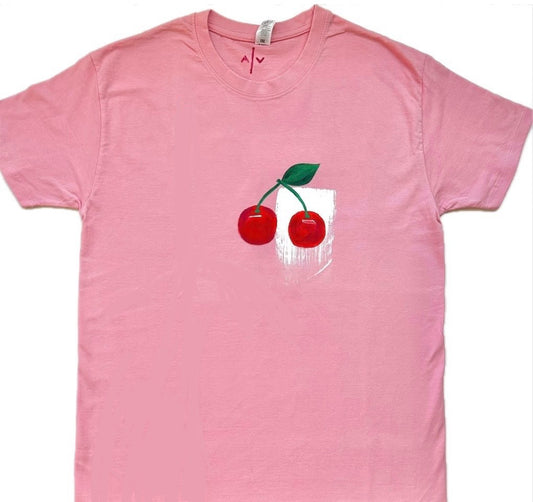 PINK T-SHIRT - CHERRIES