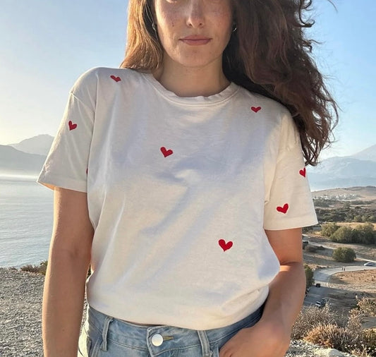 OFF WHITE T-SHIRT - HEARTS