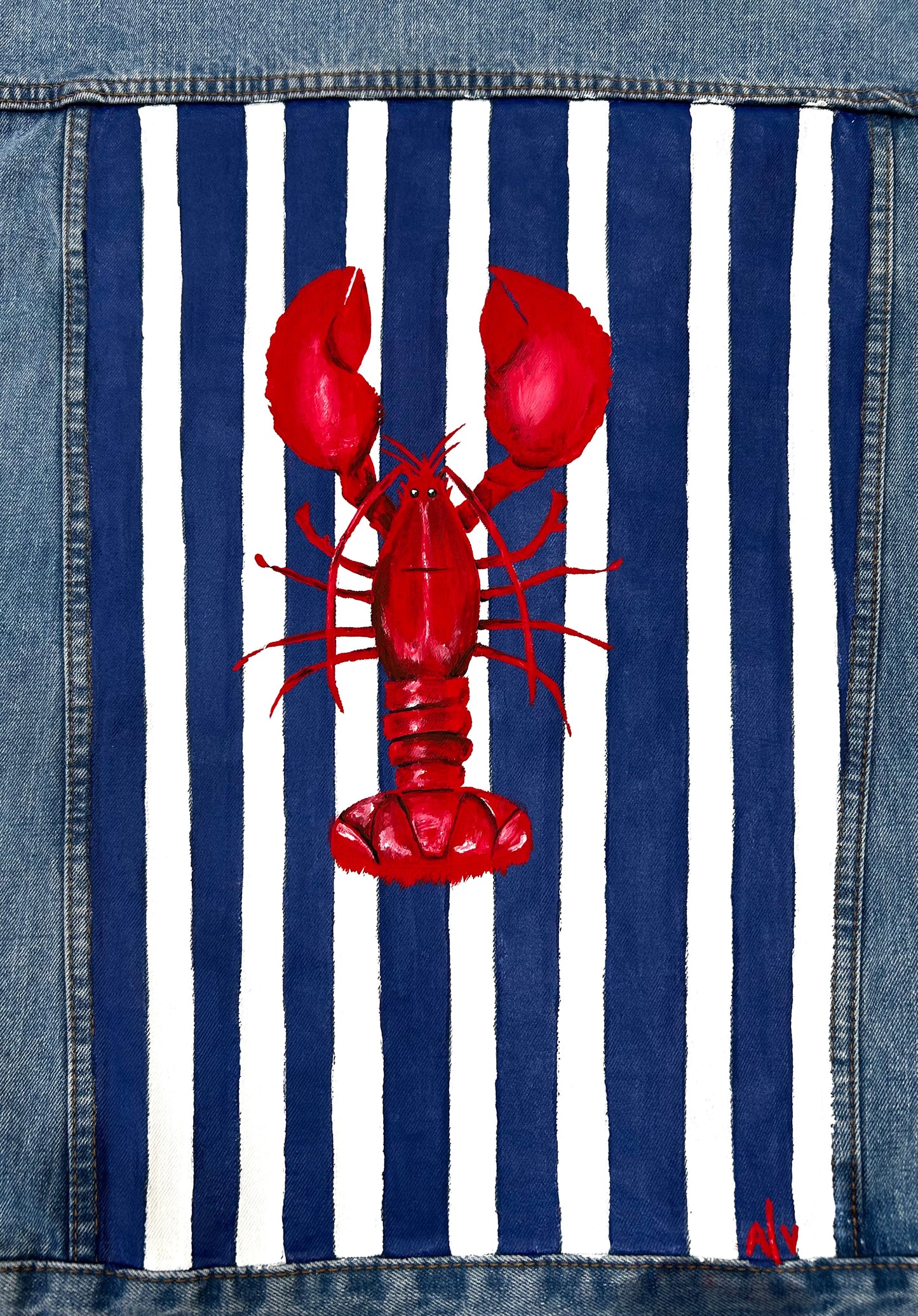 Handpainted jean jacket - Lobster