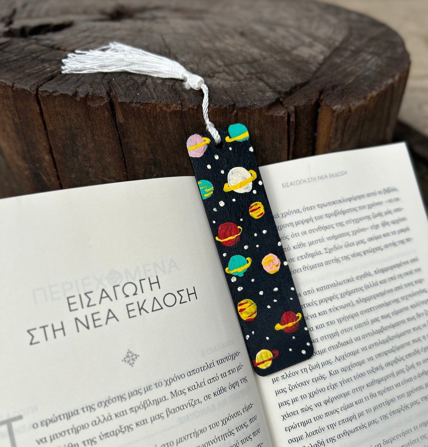 Wooden bookmark - planets