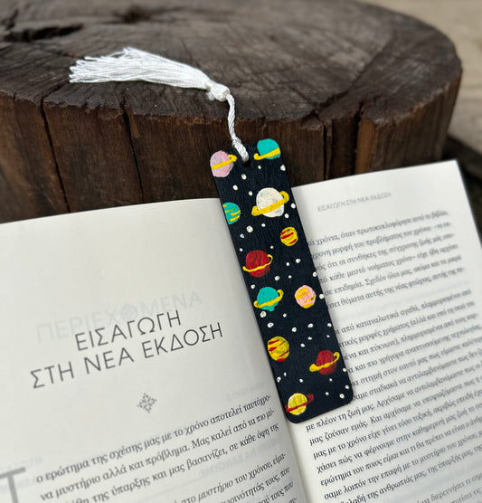 Wooden bookmark - planets