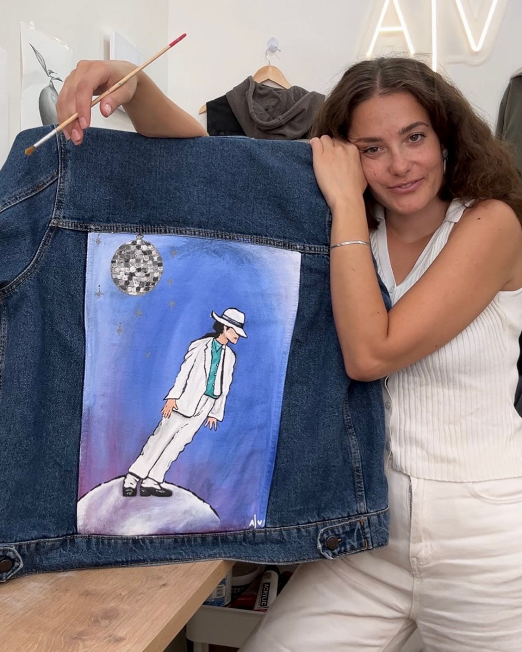 Handpainted jean jacket - “Michael Jackson”