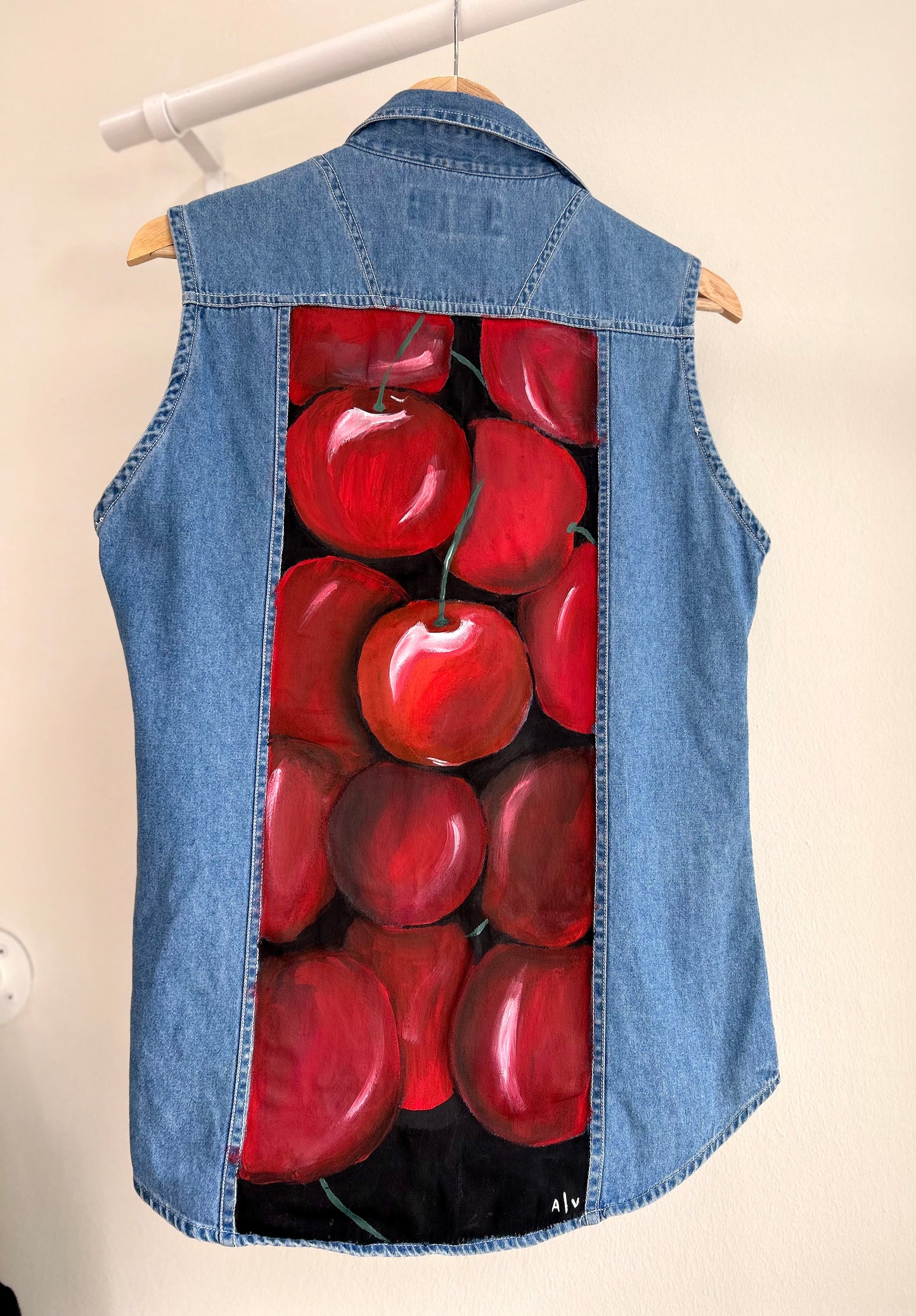 Handpainted vest - Cherries