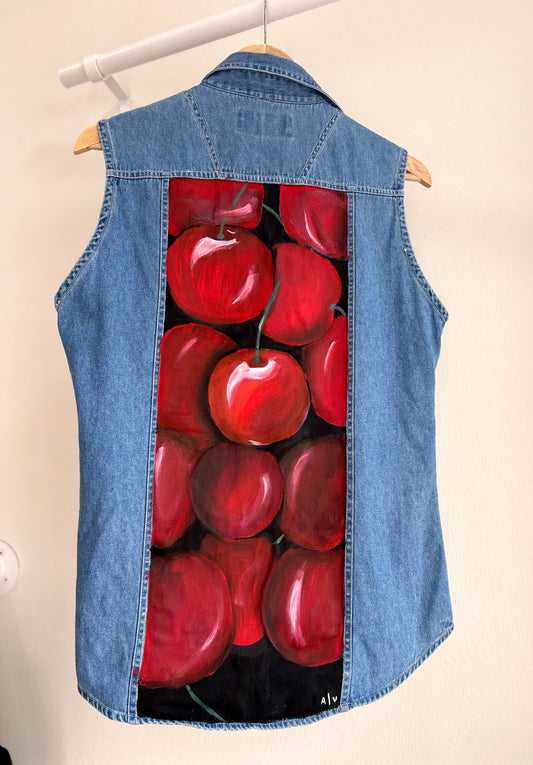 Handpainted vest - Cherries