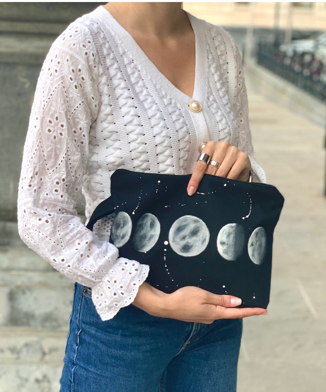 Handmade clutch - moon
