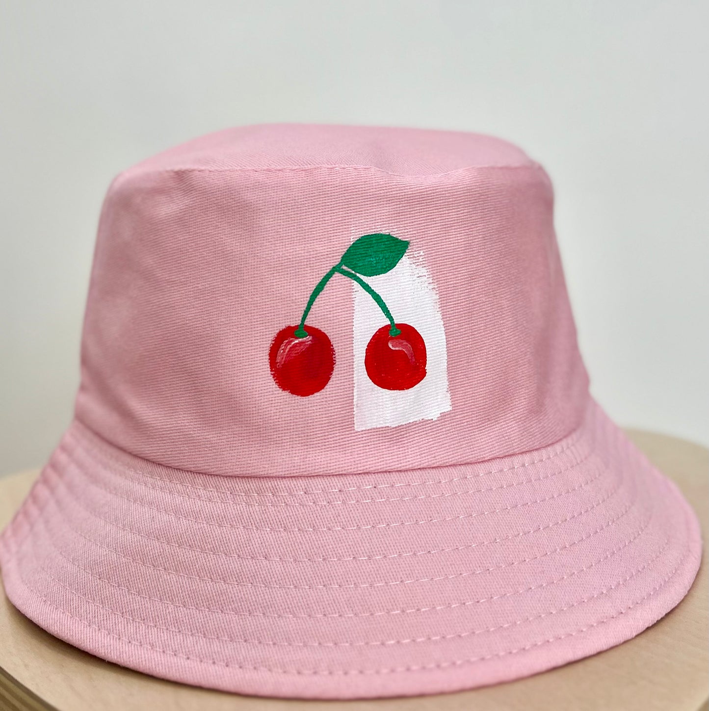 Pink bucket hat - cherries