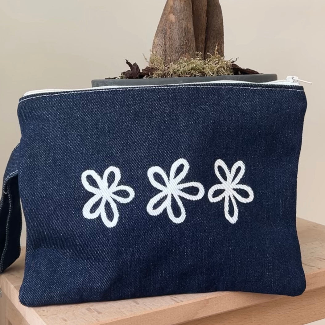 Jean handmade clutch - “Floral”