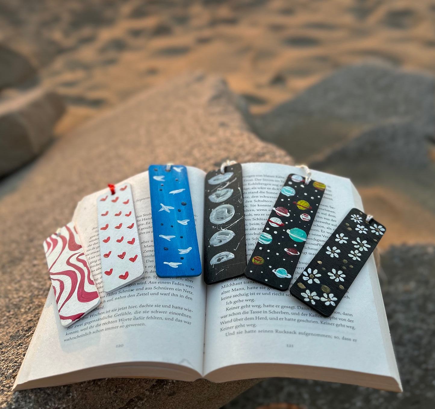 Wooden bookmark - planets