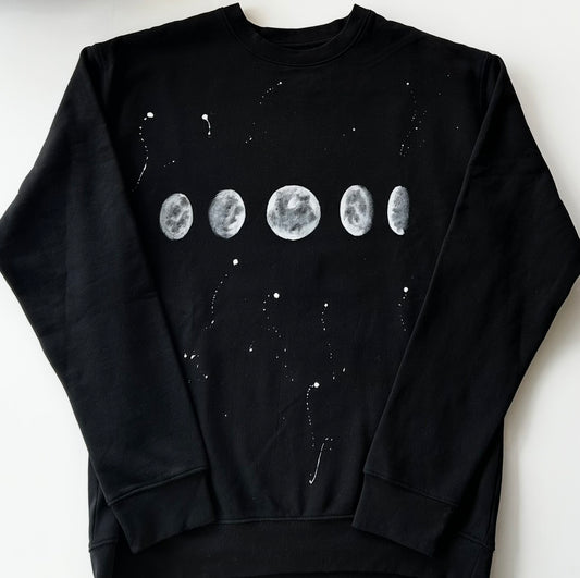 Black handpainted sweater - moon