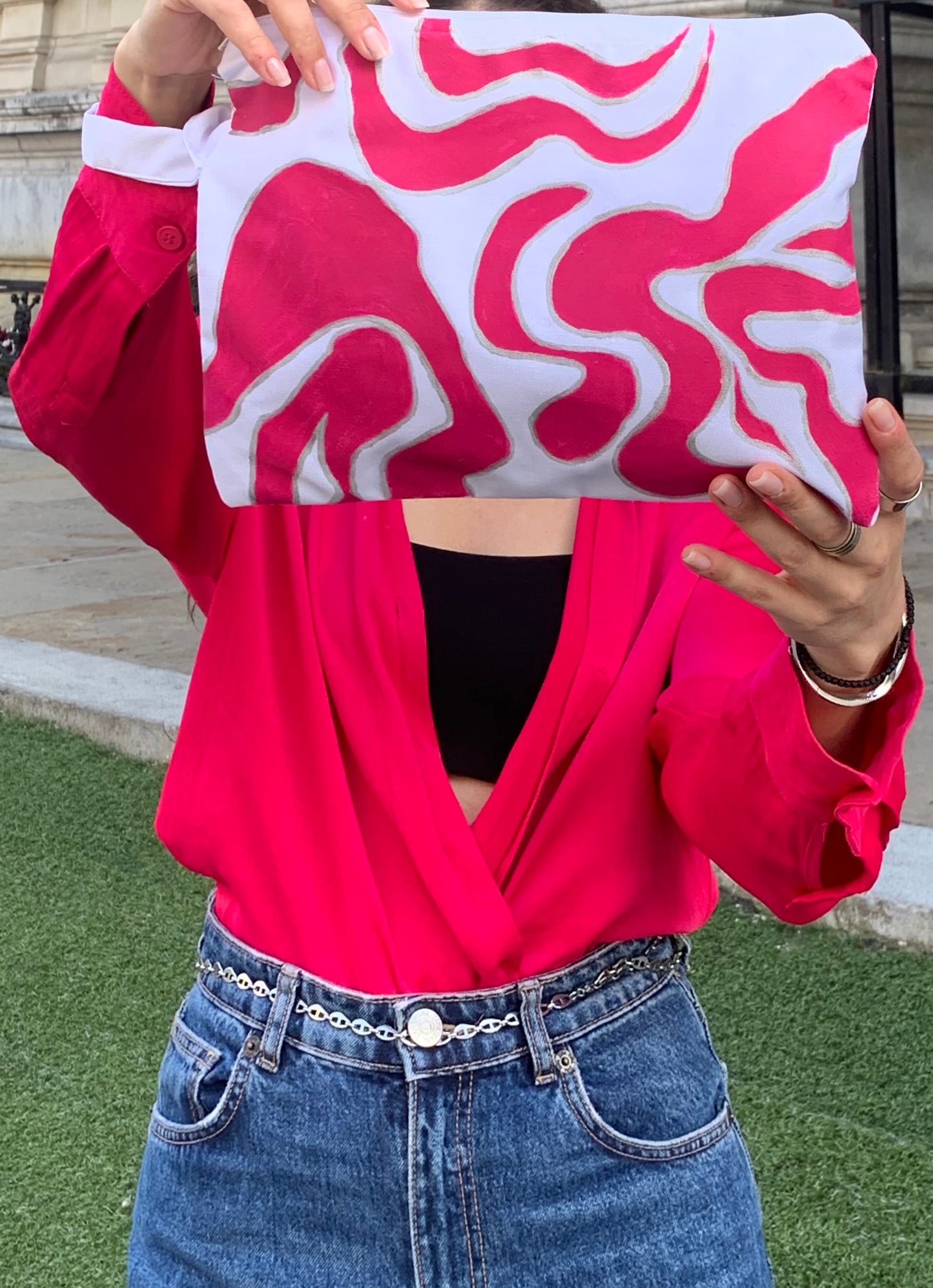 Handmade clutch - pink river