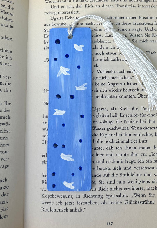 Wooden bookmark - blue