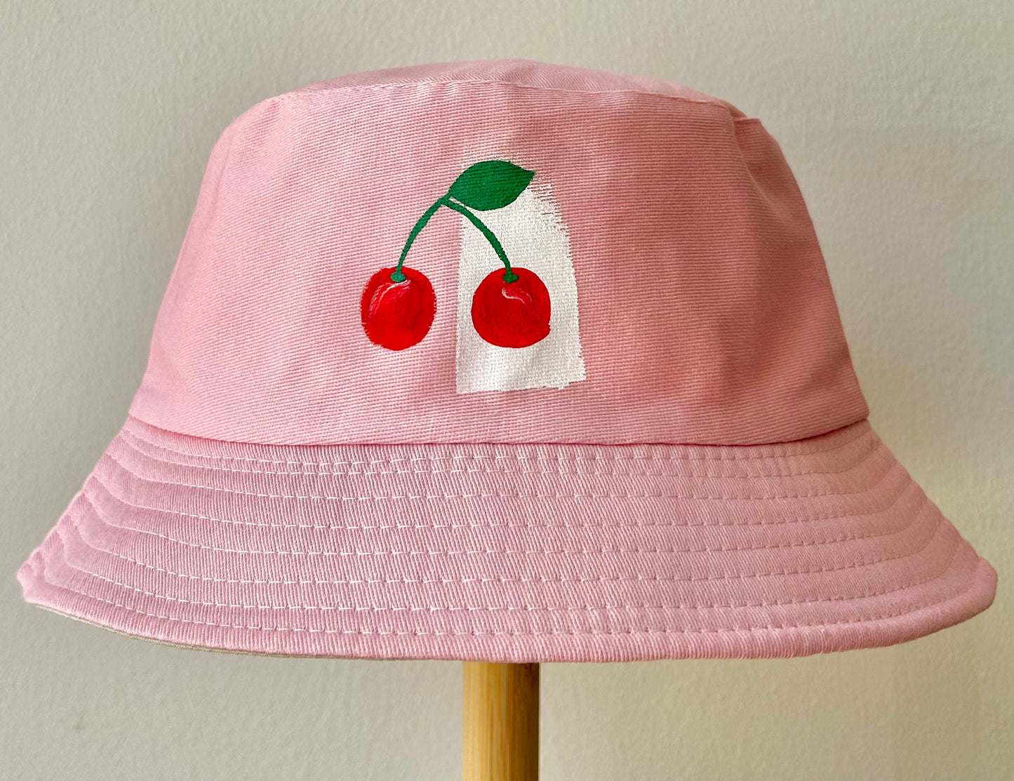 Pink bucket hat - cherries