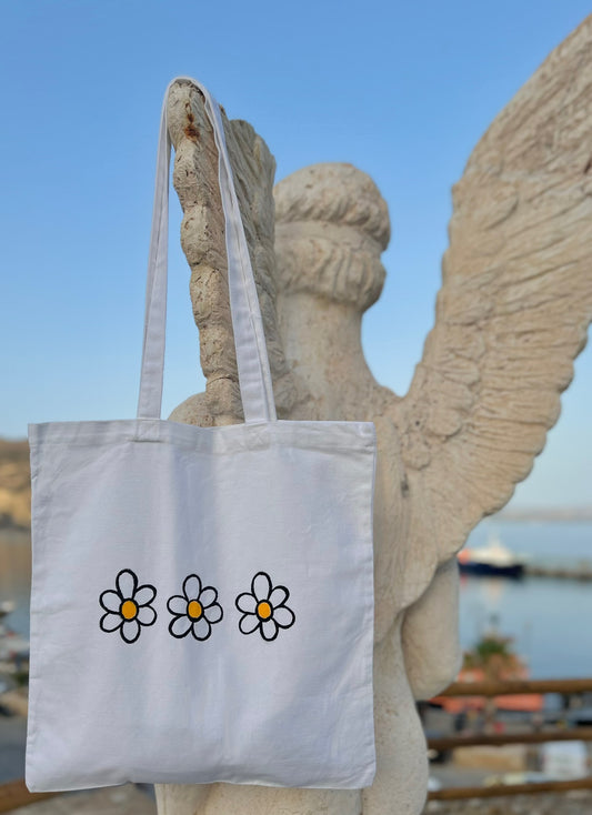 Handpainted tote bag - floral
