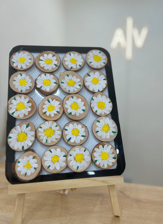 Wooden floral magnets