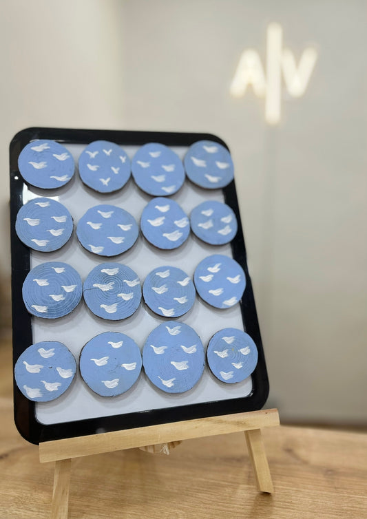 Wooden blue magnets