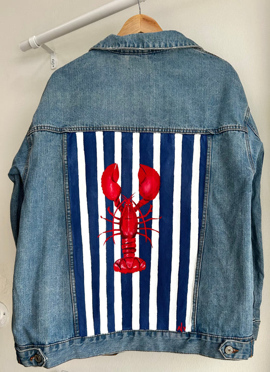 Handpainted jean jacket - Lobster