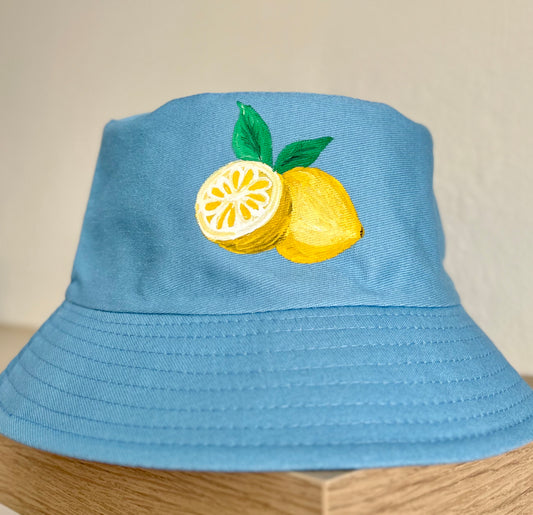 Blue bucket hat - lemon