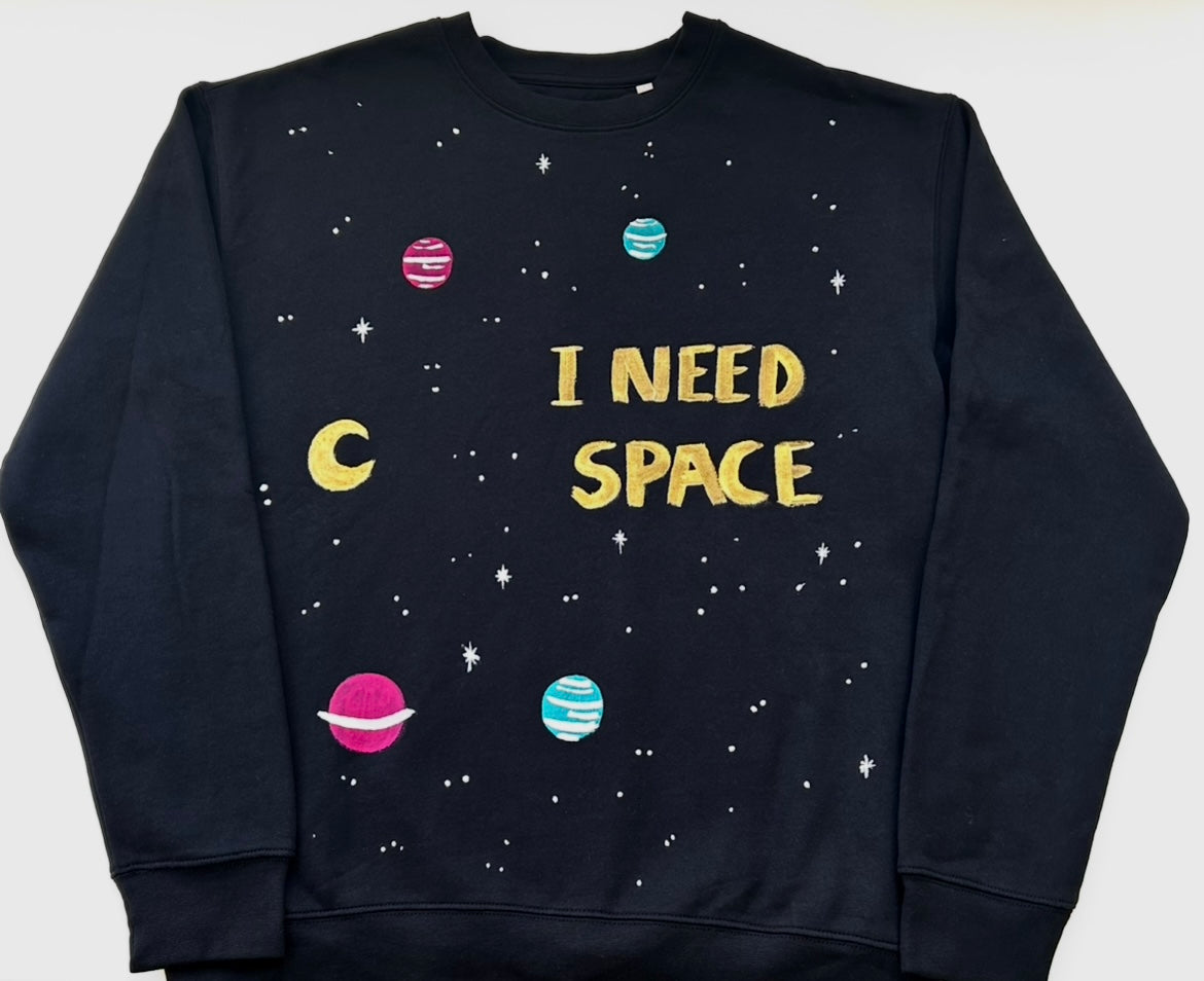 Black handpainted sweater - I need space