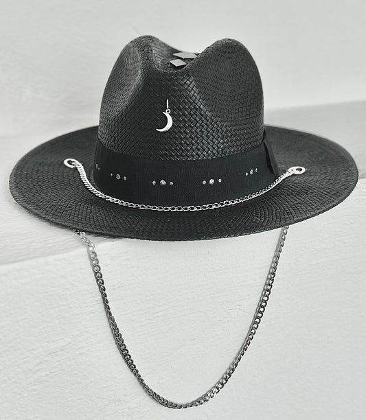 Black handmade panama hat - “Dallas black”