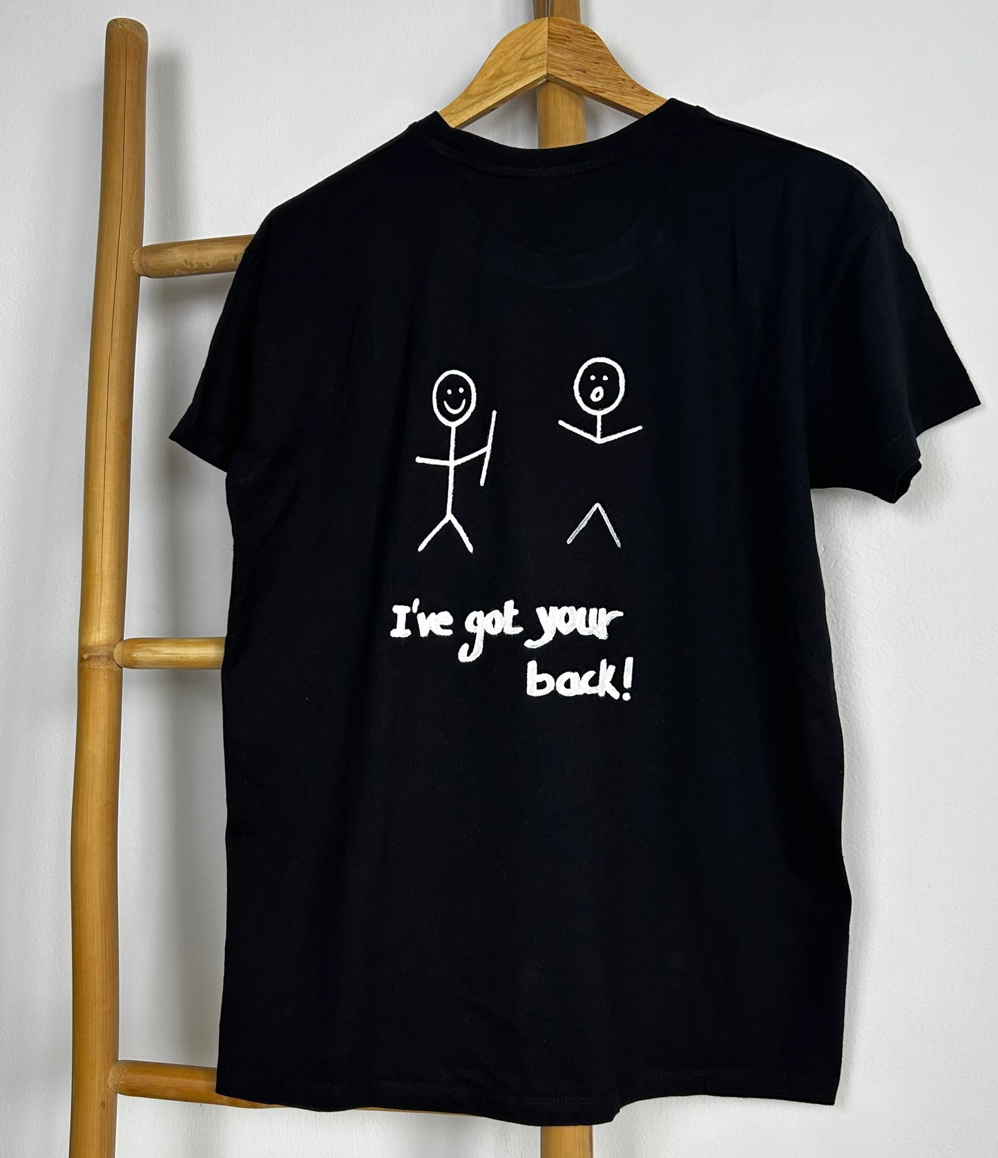 Black unisex handpainted T-shirt - “I’ve got your back”