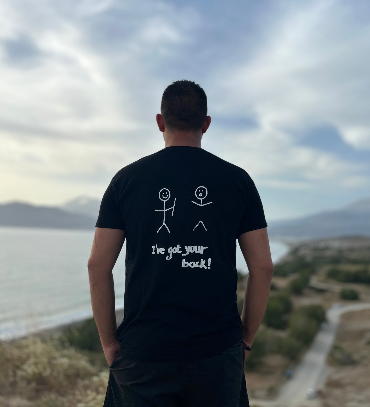 Black unisex handpainted T-shirt - “I’ve got your back”