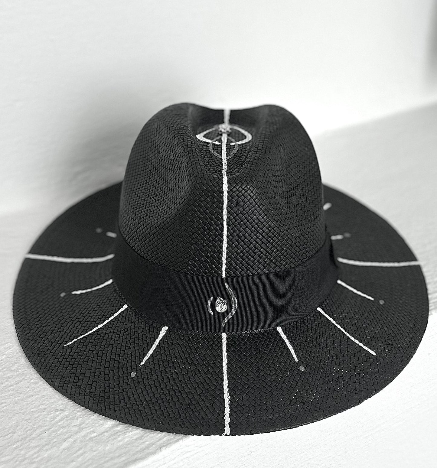 Black handpainted panama hat - “Luiziana”