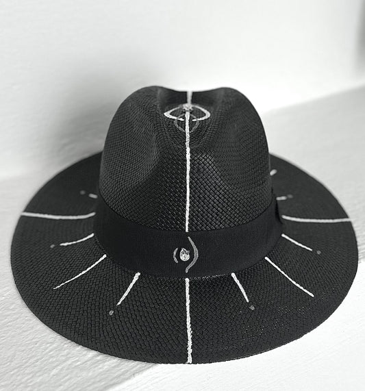 Black handpainted panama hat - “Luiziana”