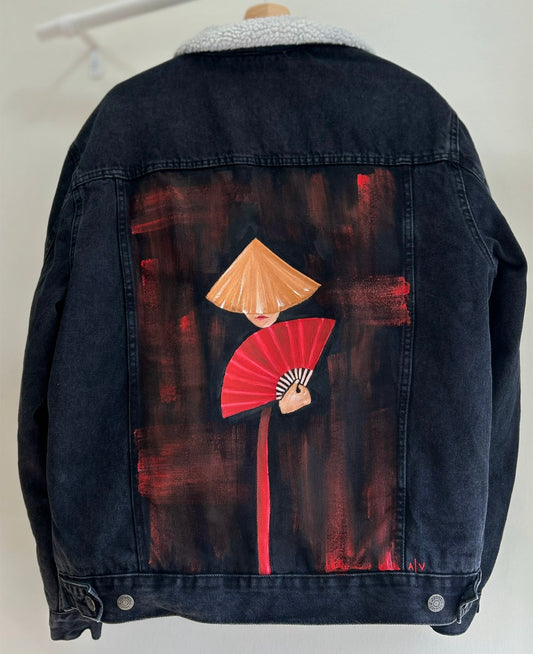 Handpainted Jean jacket - “Geisha”