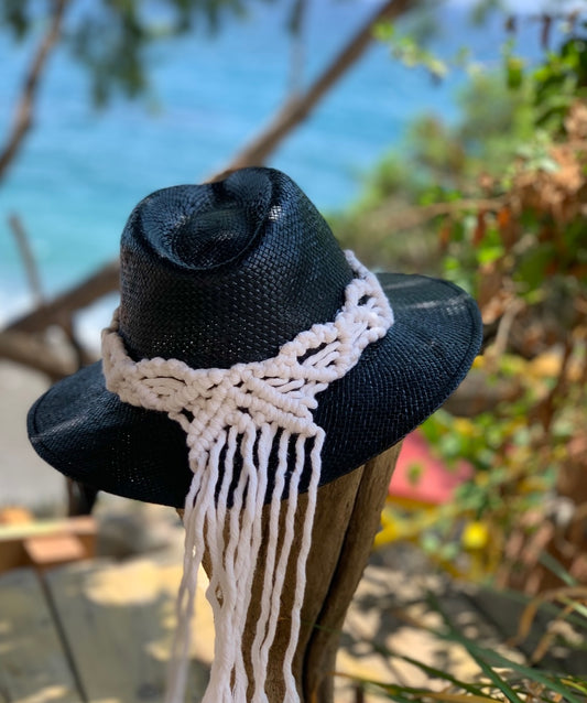 Black Macrame hat