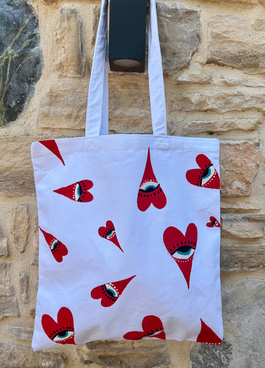 Handpainted tote bag - “Hearts ΙΙ”