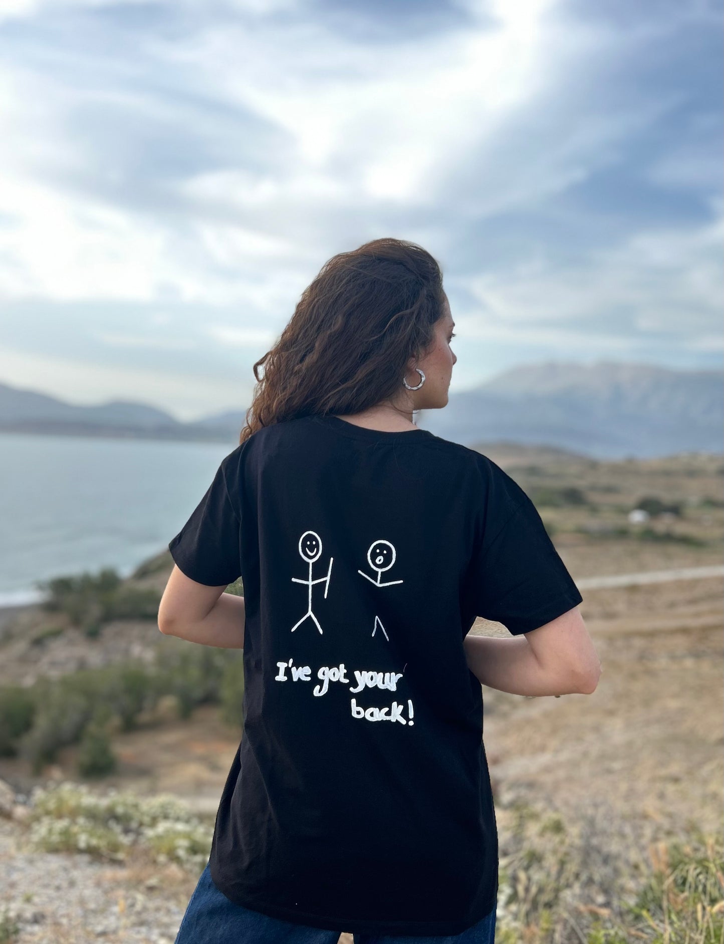 Black unisex handpainted T-shirt - “I’ve got your back”