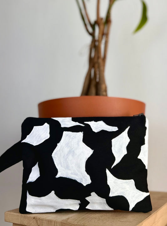 Black handmade clutch - “cow”