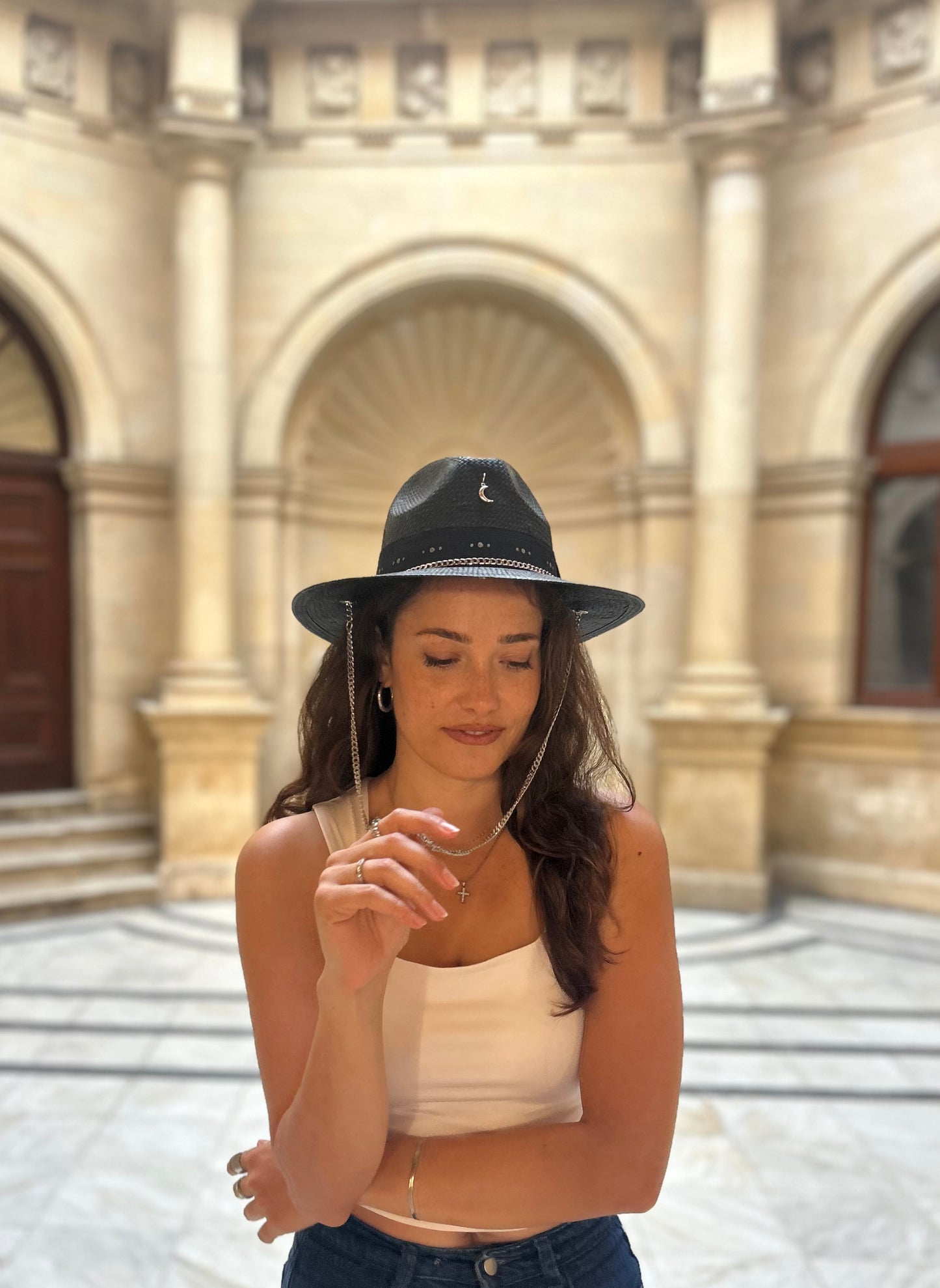 Black handmade panama hat - “Dallas black”