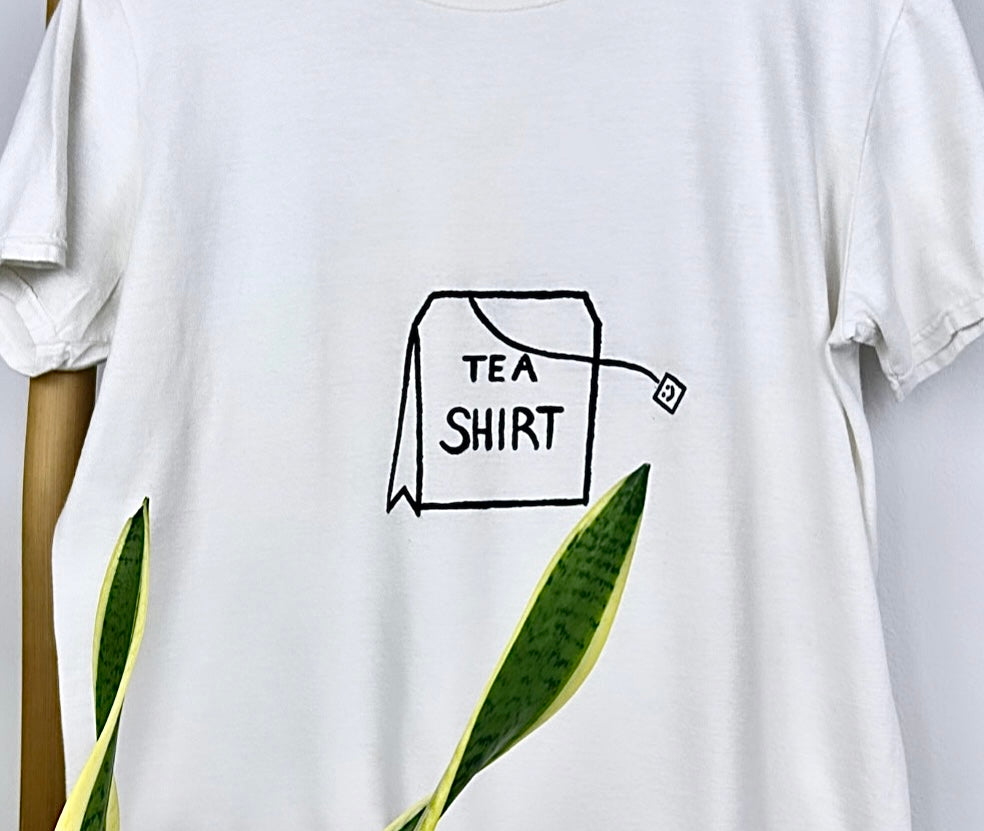 Off white handpainted T-shirt - “Tea Shirt”