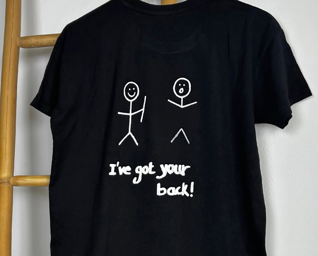 Black unisex handpainted T-shirt - “I’ve got your back”