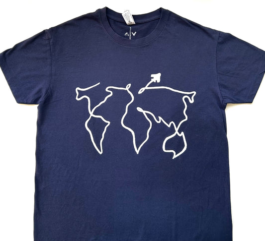 BLUE UNISEX T-SHIRT - WORLD MAP
