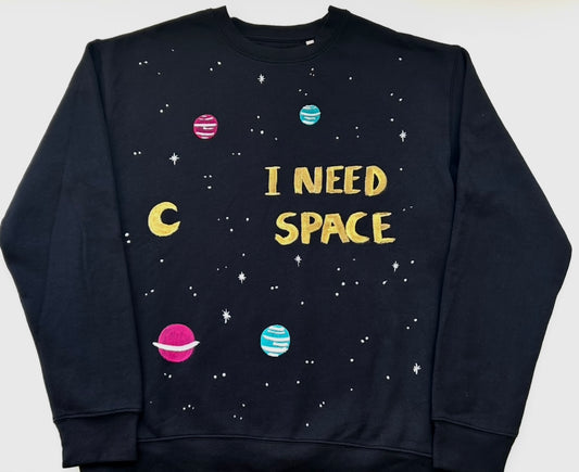 Black handpainted sweater - I need space