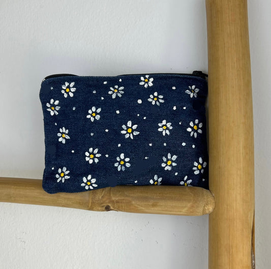 Jean handmade pouch - “Flowers”