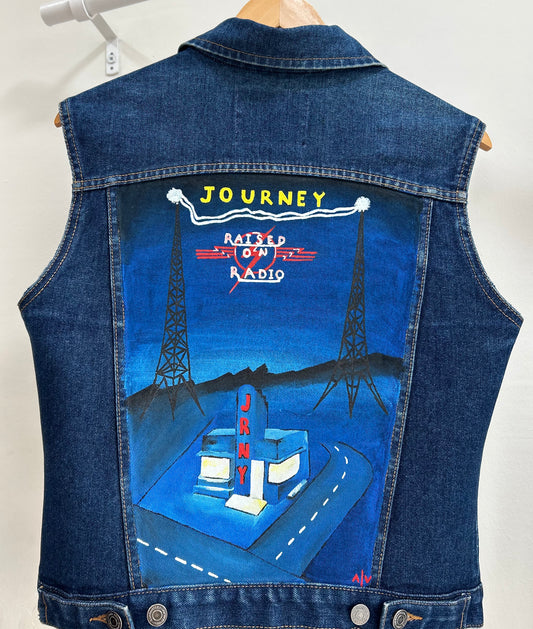 Handpainted jean vest - “Journey”