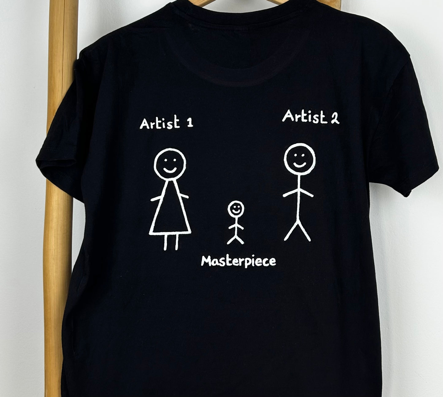 Black unisex handpainted T-shirt - “Family”