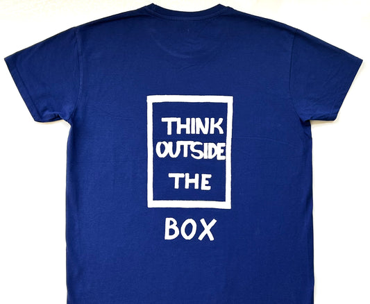 BLUE UNISEX T-SHIRT - THINK OUTSIDE THE BOX